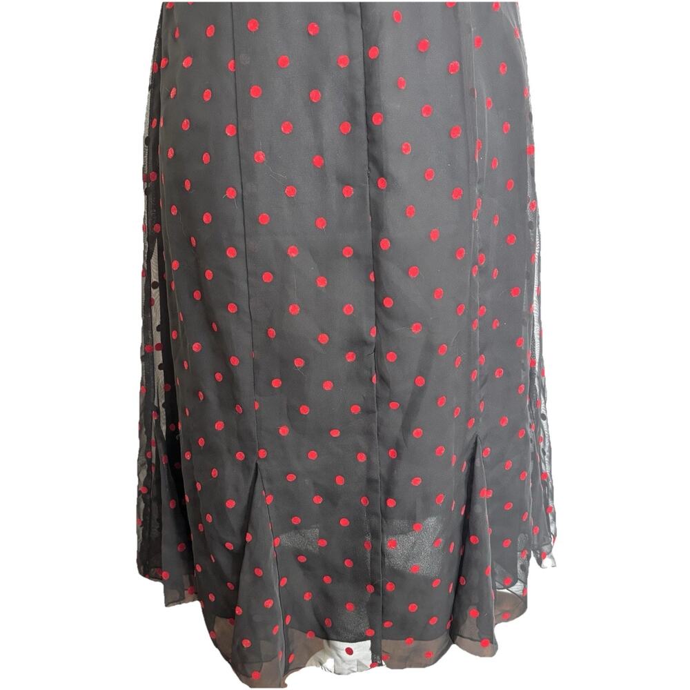 CDC Black Red Polka Dot Dress Size 10 Spaghetti Straps Chiffon Fairy Whimsygoth - Picture 6 of 7